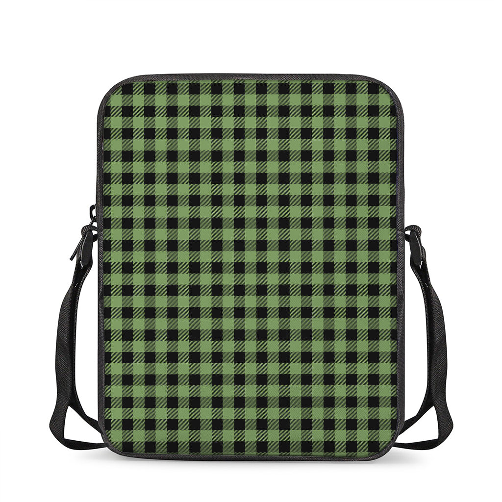 Sage Green Buffalo Check Pattern Print Rectangular Crossbody Bag