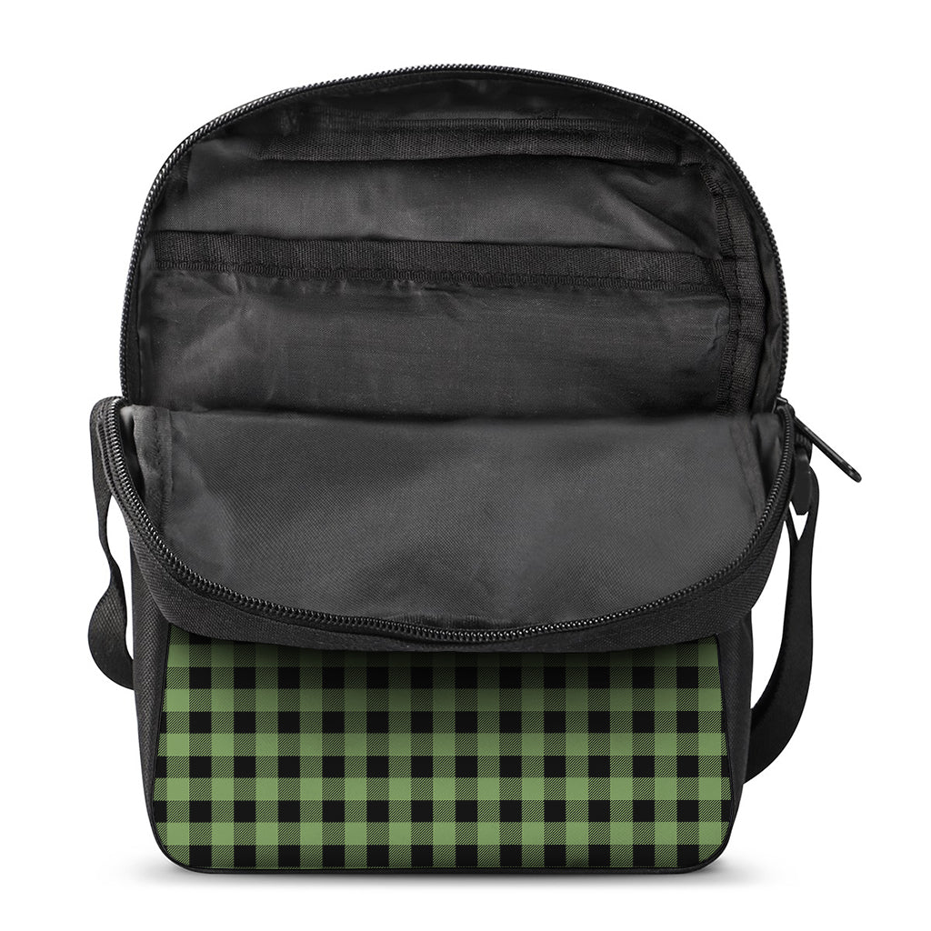 Sage Green Buffalo Check Pattern Print Rectangular Crossbody Bag