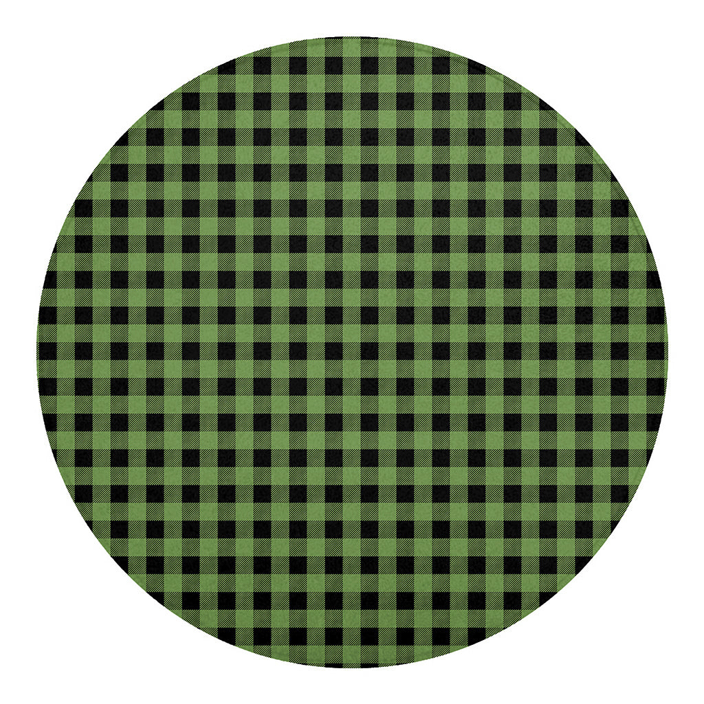 Sage Green Buffalo Check Pattern Print Round Blanket