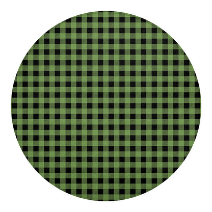 Sage Green Buffalo Check Pattern Print Round Blanket