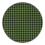 Sage Green Buffalo Check Pattern Print Round Floor Mat