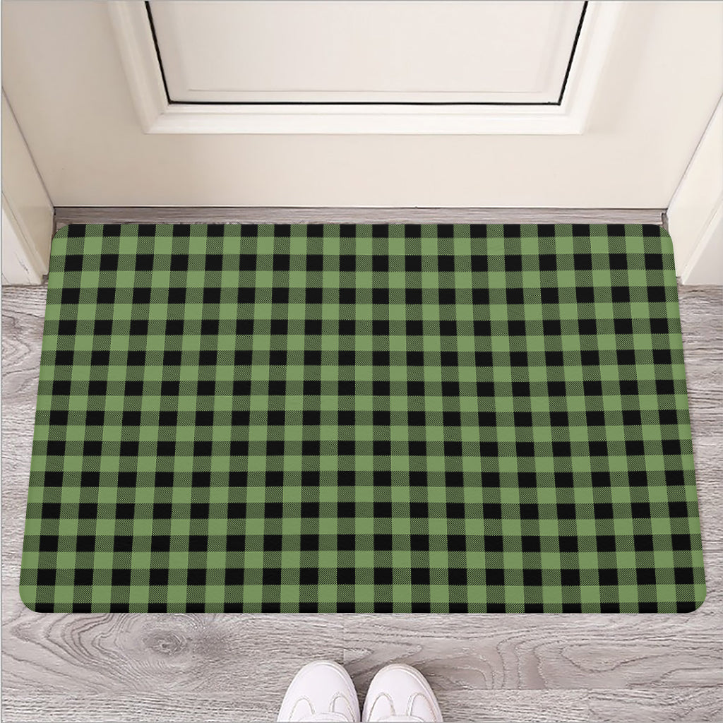Sage Green Buffalo Check Pattern Print Rubber Doormat