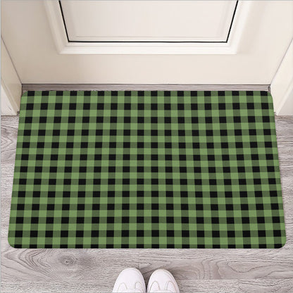 Sage Green Buffalo Check Pattern Print Rubber Doormat