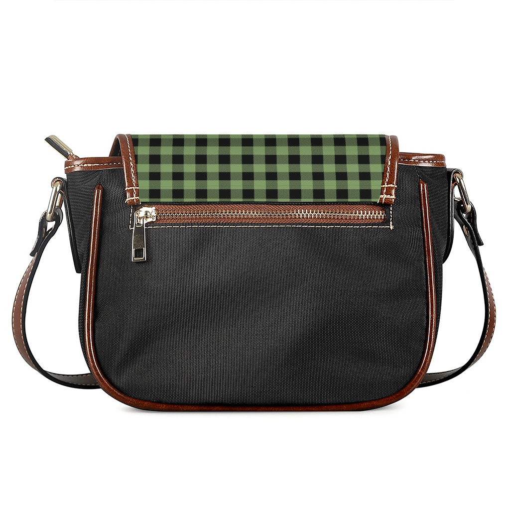 Sage Green Buffalo Check Pattern Print Saddle Bag