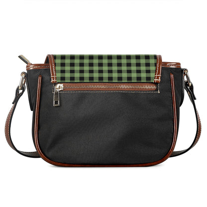 Sage Green Buffalo Check Pattern Print Saddle Bag