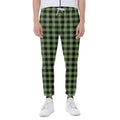 Sage Green Buffalo Check Pattern Print Joggers