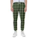 Sage Green Buffalo Check Pattern Print Scuba Joggers