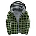 Sage Green Buffalo Check Pattern Print Sherpa Lined Zip Up Hoodie