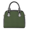 Sage Green Buffalo Check Pattern Print Shoulder Handbag