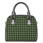 Sage Green Buffalo Check Pattern Print Shoulder Handbag