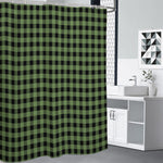 Sage Green Buffalo Check Pattern Print Shower Curtain