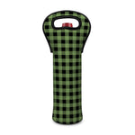 Sage Green Buffalo Check Pattern Print Single Neoprene Wine Tote