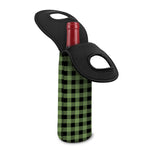 Sage Green Buffalo Check Pattern Print Single Neoprene Wine Tote