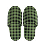 Sage Green Buffalo Check Pattern Print Slippers