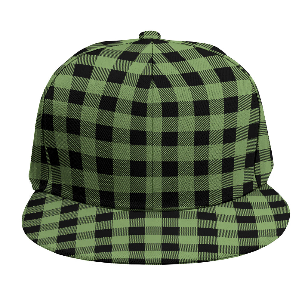 Sage Green Buffalo Check Pattern Print Snapback Cap