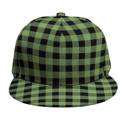 Sage Green Buffalo Check Pattern Print Snapback Cap