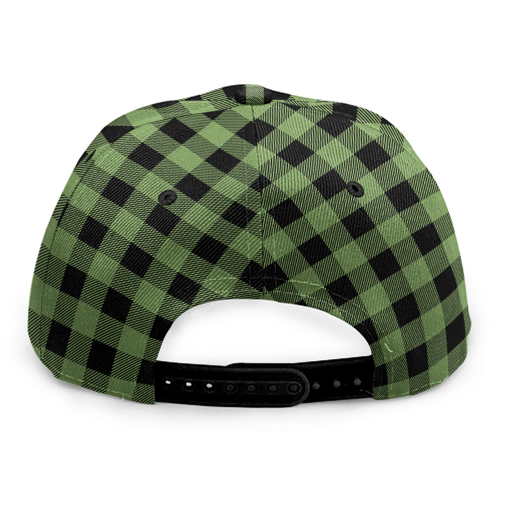 Sage Green Buffalo Check Pattern Print Snapback Cap