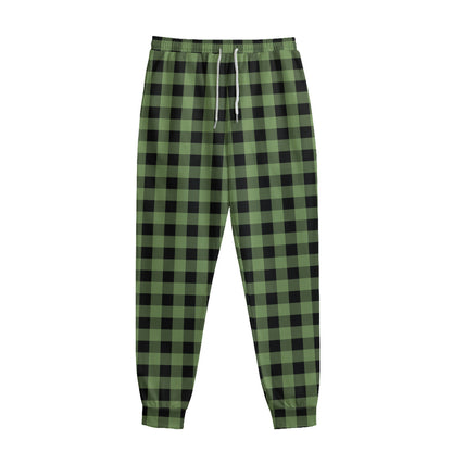 Sage Green Buffalo Check Pattern Print Sweatpants