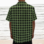 Sage Green Buffalo Check Pattern Print Textured Short Sleeve Shirt