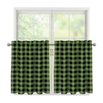 Sage Green Buffalo Check Pattern Print Tier Curtains