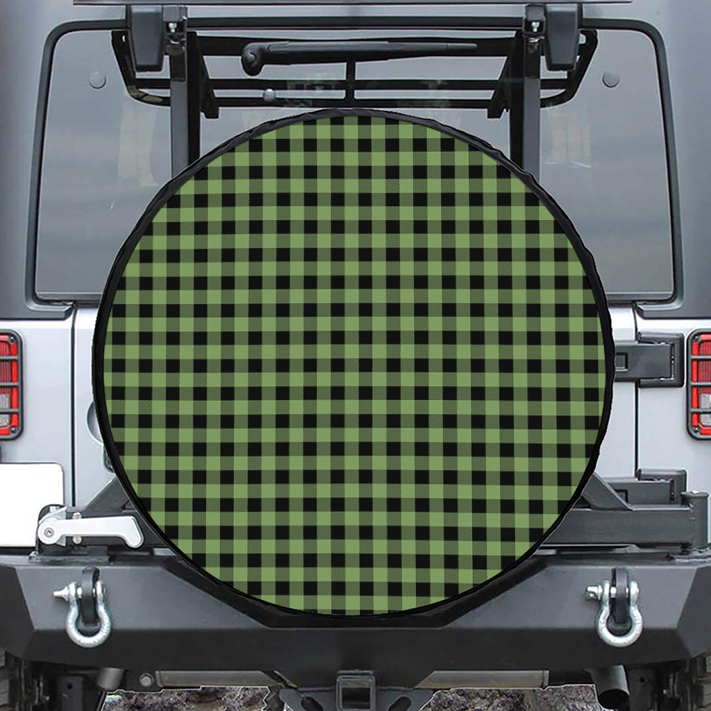 Sage Green Buffalo Check Pattern Print Tire Cover