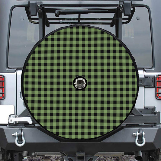 Sage Green Buffalo Check Pattern Print Tire Cover With Camera Hole