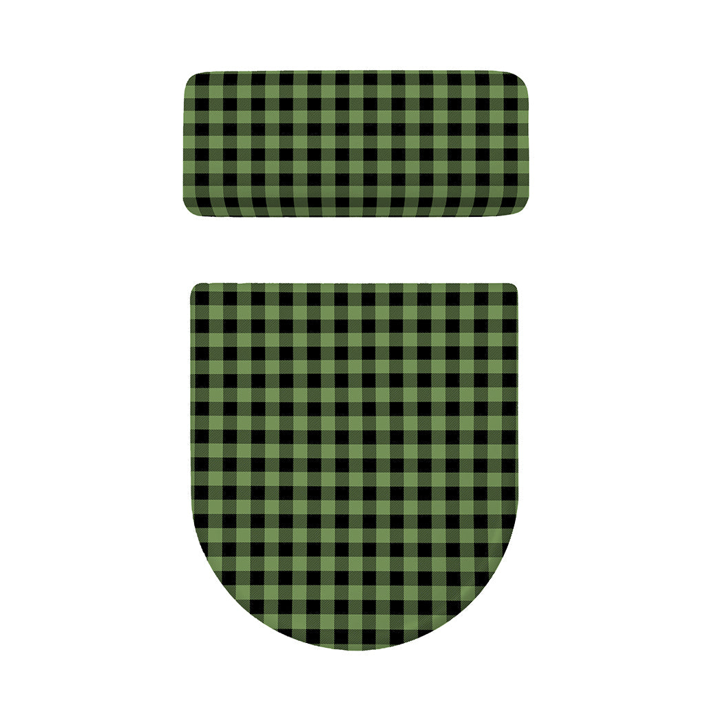 Sage Green Buffalo Check Pattern Print Toilet Lid And Tank Cover Set