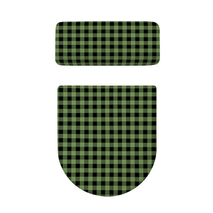 Sage Green Buffalo Check Pattern Print Toilet Lid And Tank Cover Set