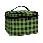 Sage Green Buffalo Check Pattern Print Travel Makeup Bag