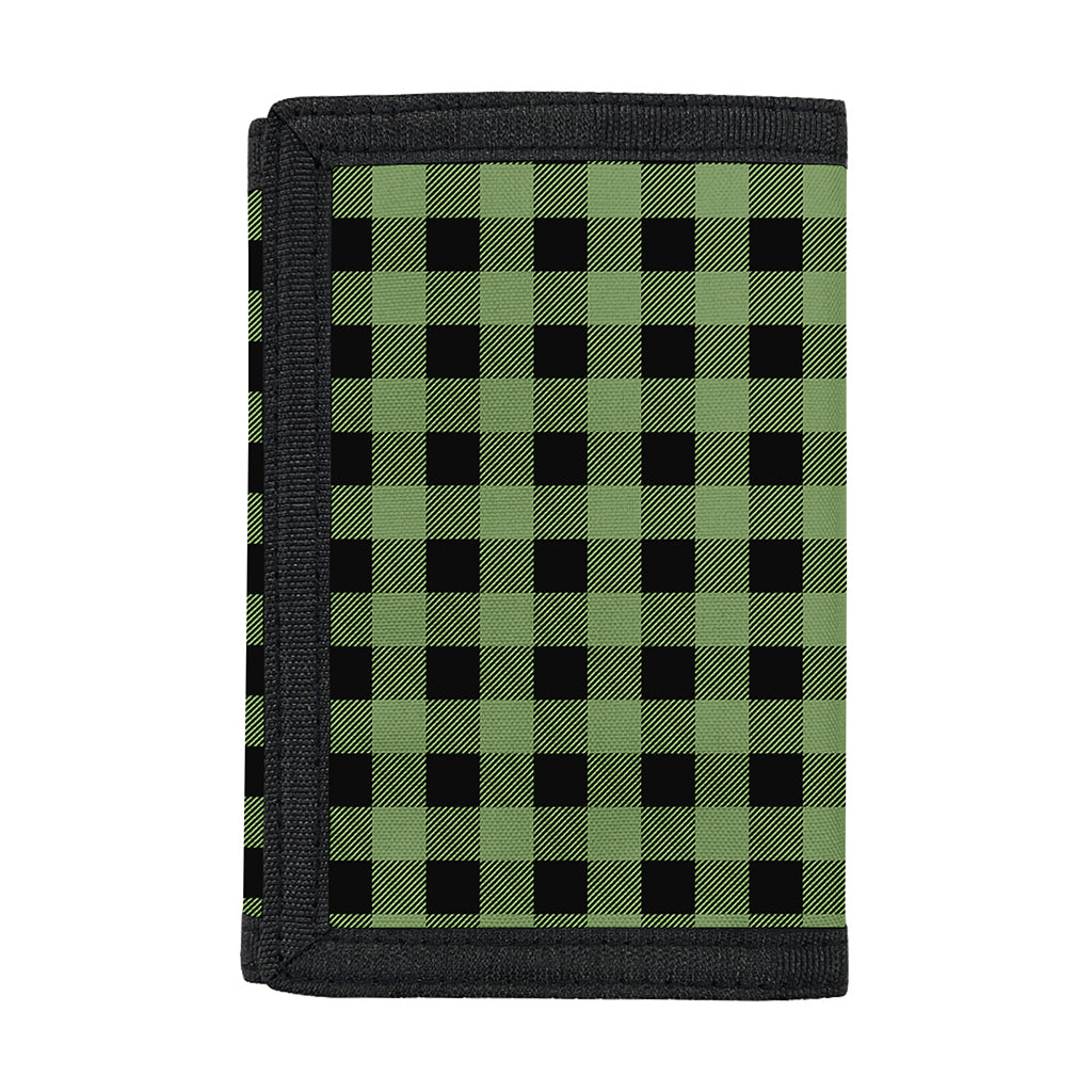 Sage Green Buffalo Check Pattern Print Trifold Wallet