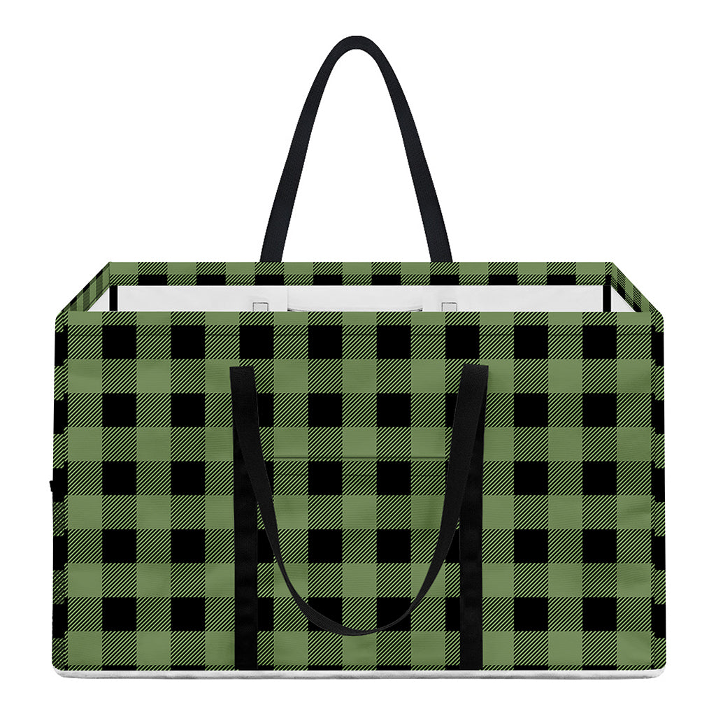 Sage Green Buffalo Check Pattern Print Utility Tote Bag