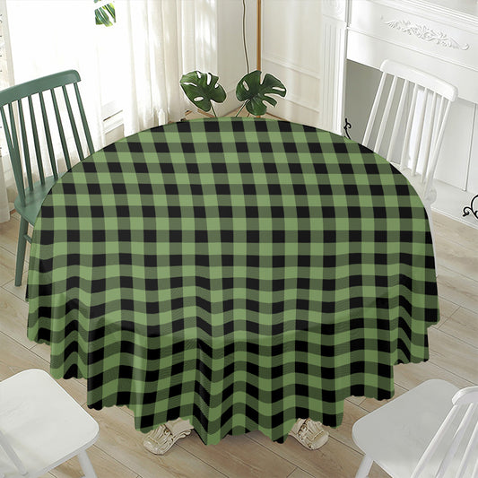 Sage Green Buffalo Check Pattern Print Waterproof Round Tablecloth