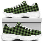 Sage Green Buffalo Check Pattern Print White Chunky Shoes