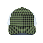 Sage Green Buffalo Check Pattern Print White Mesh Trucker Cap