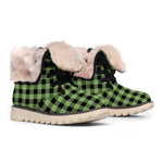 Sage Green Buffalo Check Pattern Print Winter Boots