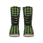 Sage Green Buffalo Check Pattern Print Winter Boots