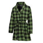 Sage Green Buffalo Check Pattern Print Women's Bathrobe