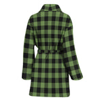 Sage Green Buffalo Check Pattern Print Women's Bathrobe