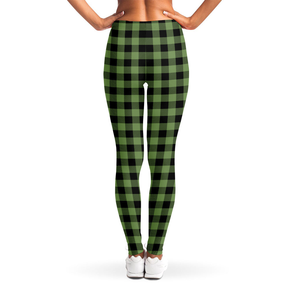 Sage Green Buffalo Check Pattern Print Women's Leggings