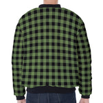 Sage Green Buffalo Check Pattern Print Zip Sleeve Bomber Jacket