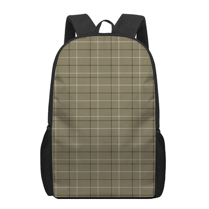 Sage Green Tattersall Pattern Print 17 Inch Backpack