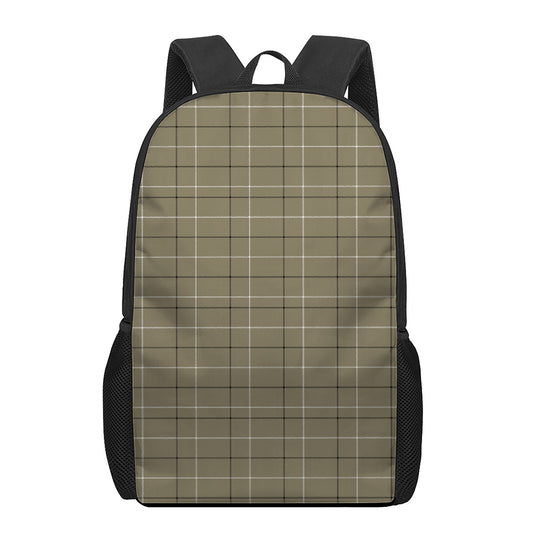 Sage Green Tattersall Pattern Print 17 Inch Backpack