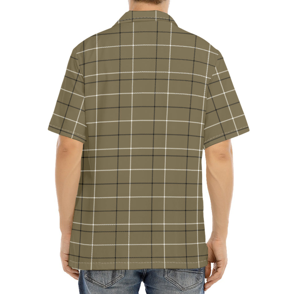 Sage Green Tattersall Pattern Print Aloha Shirt