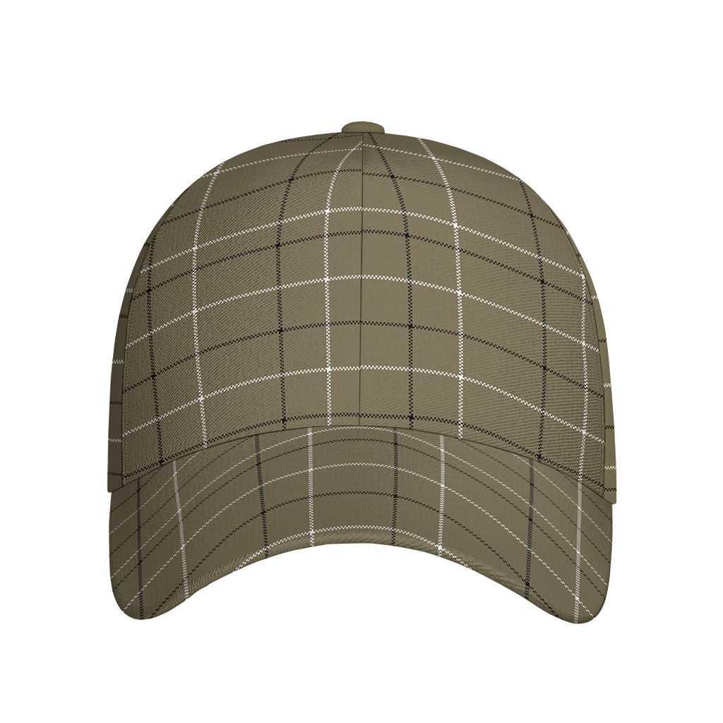 Sage Green Tattersall Pattern Print Baseball Cap