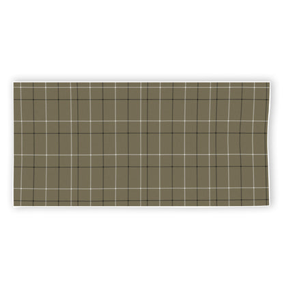 Sage Green Tattersall Pattern Print Beach Towel