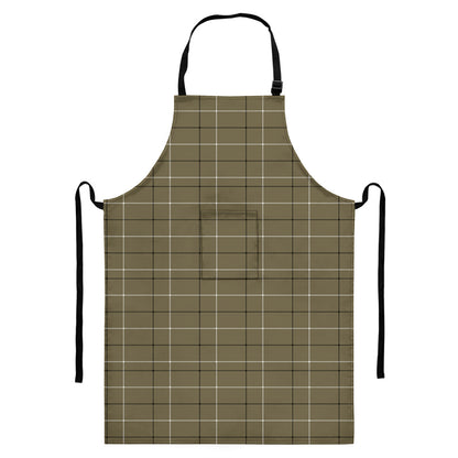 Sage Green Tattersall Pattern Print Bib Apron With Pocket
