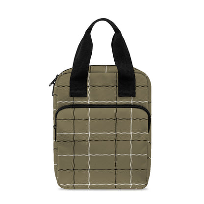 Sage Green Tattersall Pattern Print Bible Tote Bag