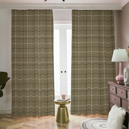 Sage Green Tattersall Pattern Print Blackout Pencil Pleat Curtains