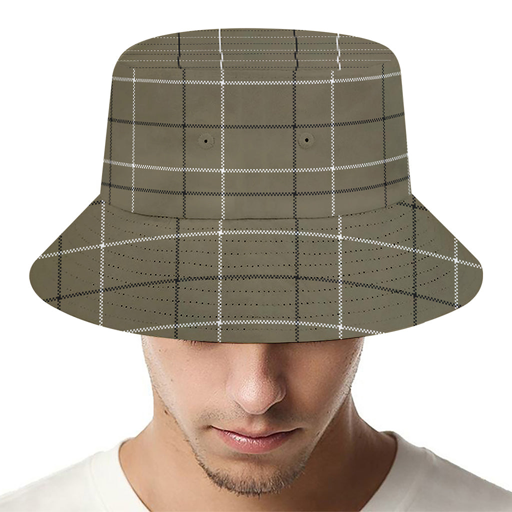 Sage Green Tattersall Pattern Print Bucket Hat