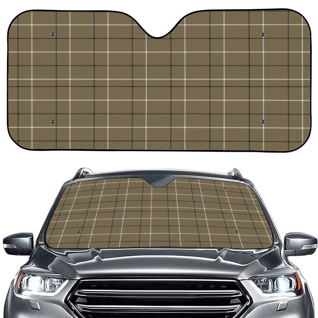 Sage Green Tattersall Pattern Print Car Windshield Sun Shade